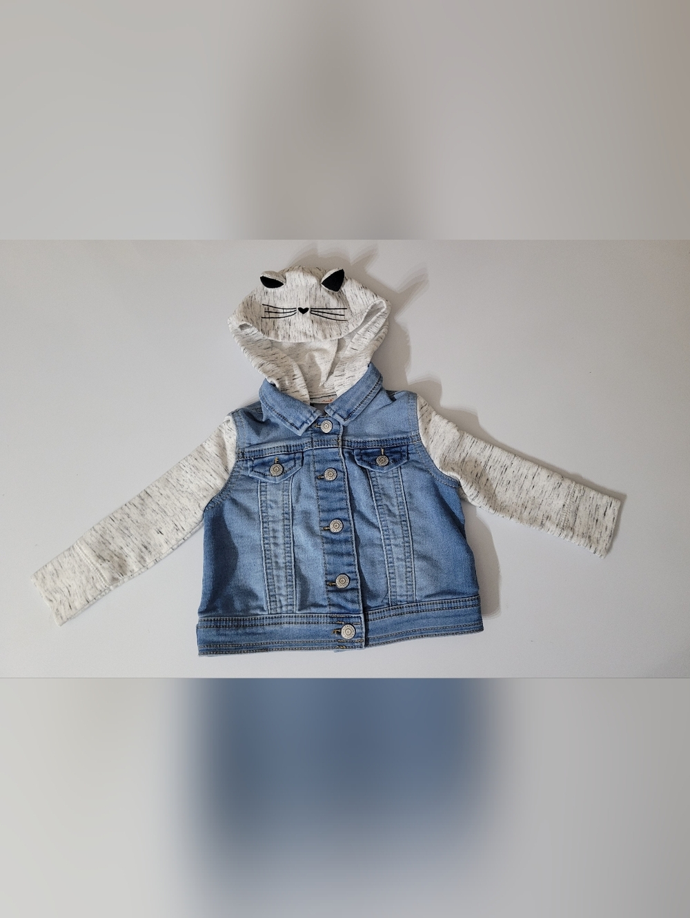 Cat & Jack Girl's Hooded Denim Jacket Size 18 Months